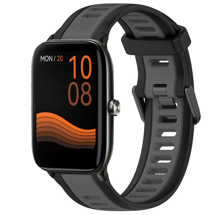 For Xiaomi Haylou GST LS09B 22mm Two Color Textured Silicone Watch Band(Grey+Black) - Watch Bands by PMC TechLife | Online Shopping South Africa | PMC TechLife
