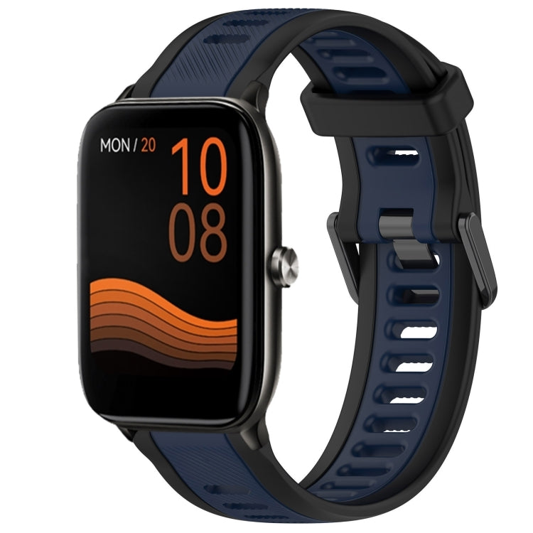 For Xiaomi Haylou GST LS09B 22mm Two Color Textured Silicone Watch Band(Midnight Blue+Black) - Watch Bands by PMC TechLife | Online Shopping South Africa | PMC TechLife