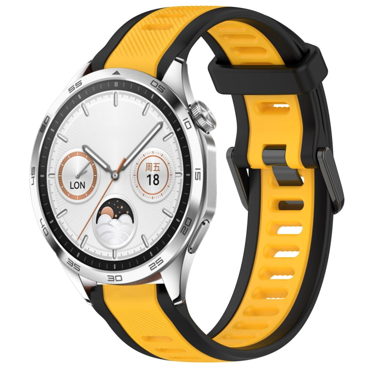 For Huawei Watch GT4 46mm 22mm Two Color Textured Silicone Watch Band(Yellow+Black) - Watch Bands by PMC TechLife | Online Shopping South Africa | PMC TechLife