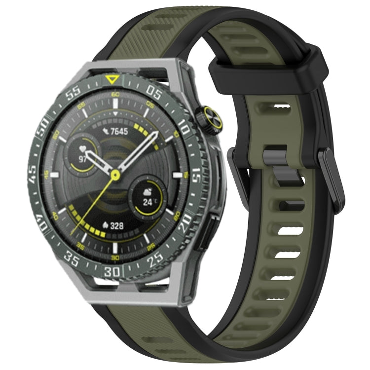 For Huawei Watch GT3 SE 22mm Two Color Textured Silicone Watch Band(Green+Black) - free shipping - PMC TechLife - Order now!