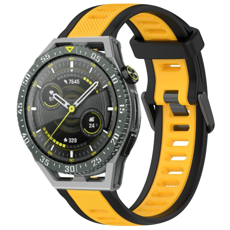 For Huawei Watch GT3 SE 22mm Two Color Textured Silicone Watch Band(Yellow+Black) - Watch Bands by PMC TechLife | Online Shopping South Africa | PMC TechLife
