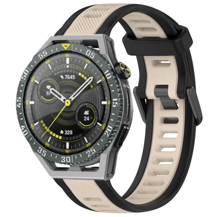 For Huawei Watch GT3 SE 22mm Two Color Textured Silicone Watch Band(Starlight + Black) - free shipping - PMC TechLife - Order now!
