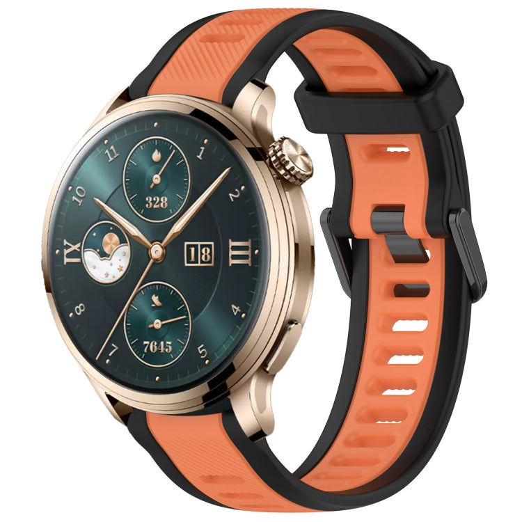 For Honor Watch 4 Pro 22mm Two Color Textured Silicone Watch Band(Orange+Black) - Watch Bands by PMC TechLife | Online Shopping South Africa | PMC TechLife