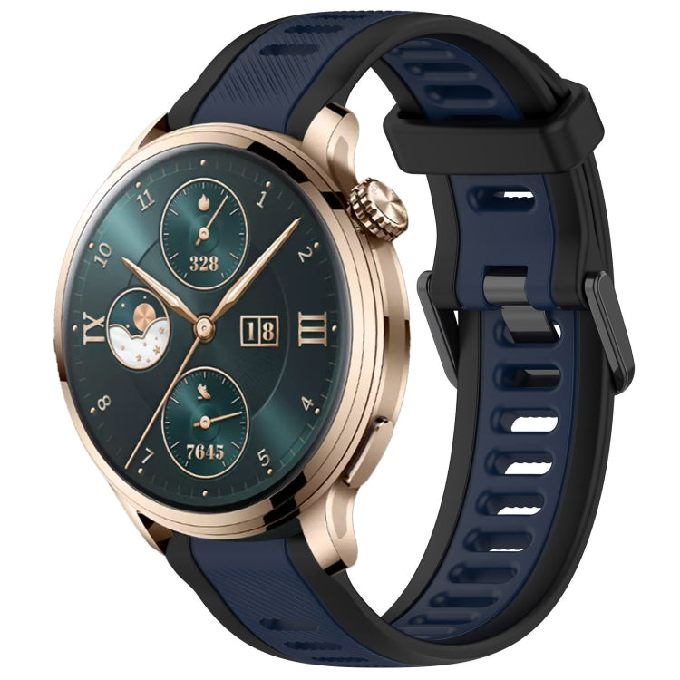 For Honor Watch 4 Pro 22mm Two Color Textured Silicone Watch Band(Midnight Blue+Black) - Watch Bands by PMC TechLife | Online Shopping South Africa | PMC TechLife