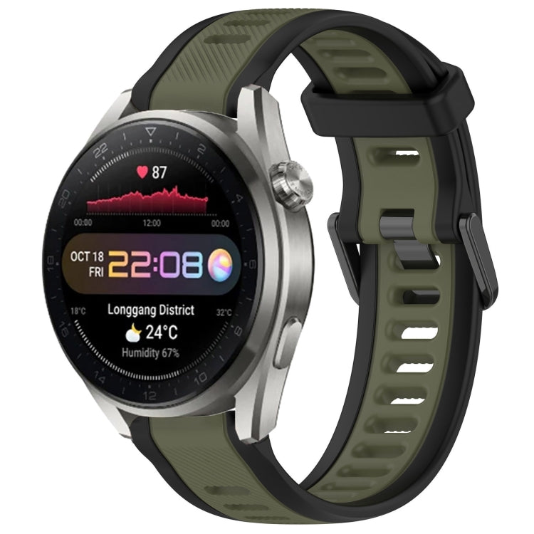 For Huawei Watch 3 Pro New 22mm Two Color Textured Silicone Watch Band(Green+Black) - Watch Bands by PMC TechLife | Online Shopping South Africa | PMC TechLife