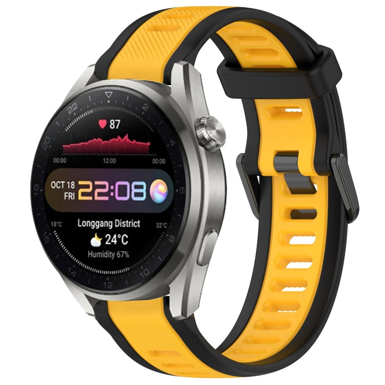 For Huawei Watch 3 Pro New 22mm Two Color Textured Silicone Watch Band(Yellow+Black) - Watch Bands by PMC TechLife | Online Shopping South Africa | PMC TechLife