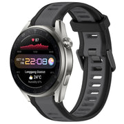 For Huawei Watch 3 Pro New 22mm Two Color Textured Silicone Watch Band(Grey+Black)