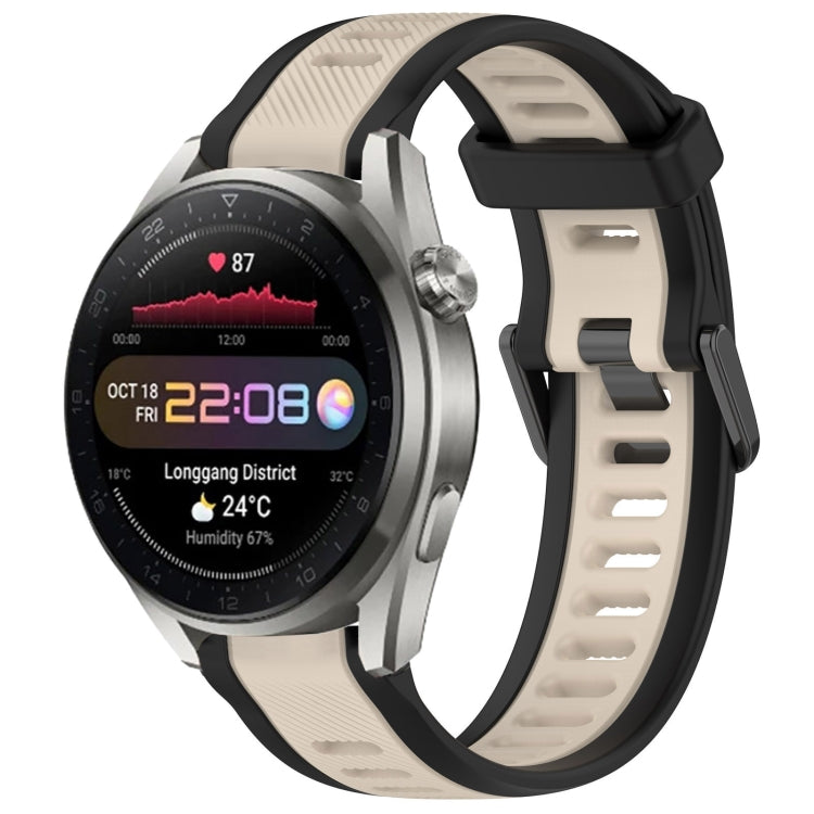 For Huawei Watch 3 Pro New 22mm Two Color Textured Silicone Watch Band(Starlight + Black) - Watch Bands by PMC TechLife | Online Shopping South Africa | PMC TechLife