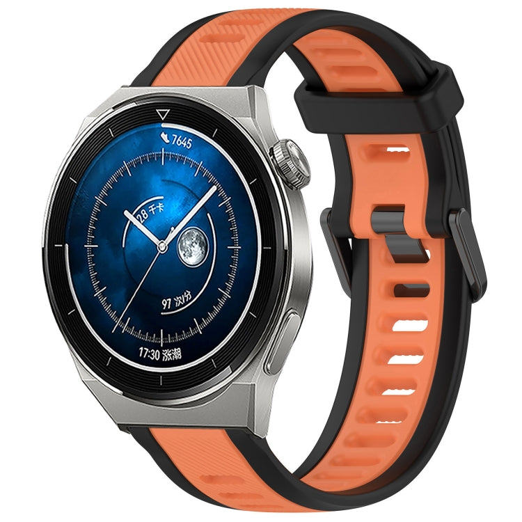 For Huawei Watch GT3 Pro 46mm 22mm Two Color Textured Silicone Watch Band(Orange+Black) - Watch Bands by PMC TechLife | Online Shopping South Africa | PMC TechLife