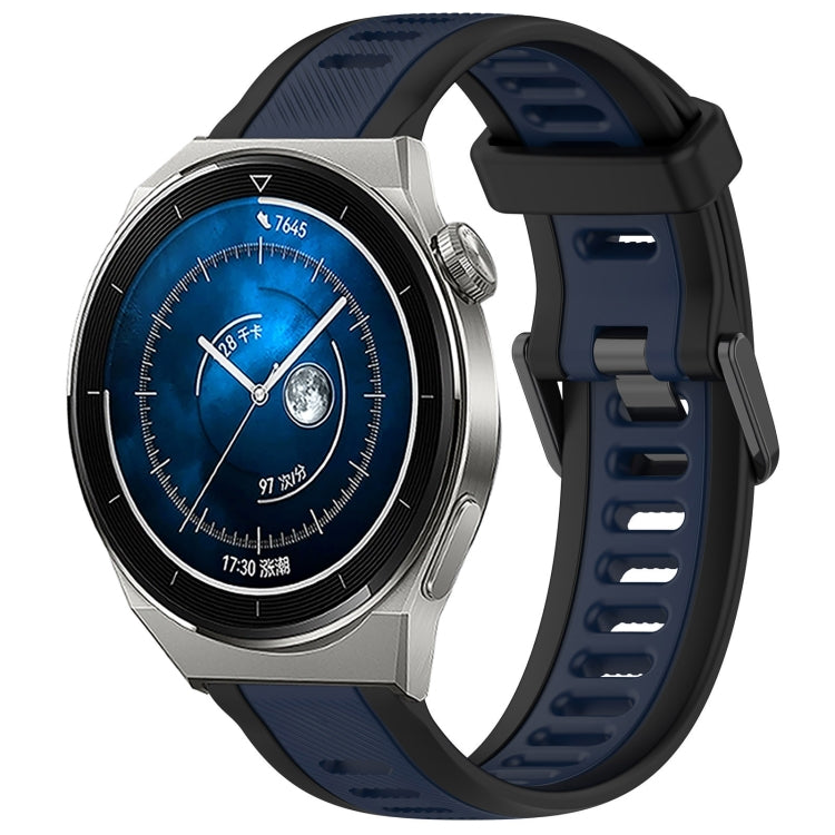 For Huawei Watch GT3 Pro 46mm 22mm Two Color Textured Silicone Watch Band(Midnight Blue+Black) - Watch Bands by PMC TechLife | Online Shopping South Africa | PMC TechLife