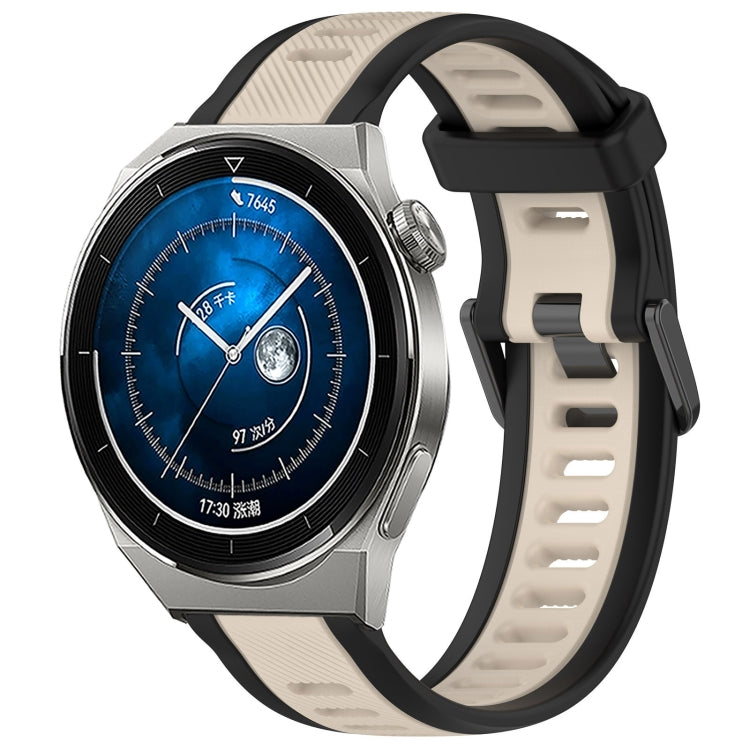 For Huawei Watch GT3 Pro 46mm 22mm Two Color Textured Silicone Watch Band(Starlight + Black) - Watch Bands by PMC TechLife | Online Shopping South Africa | PMC TechLife