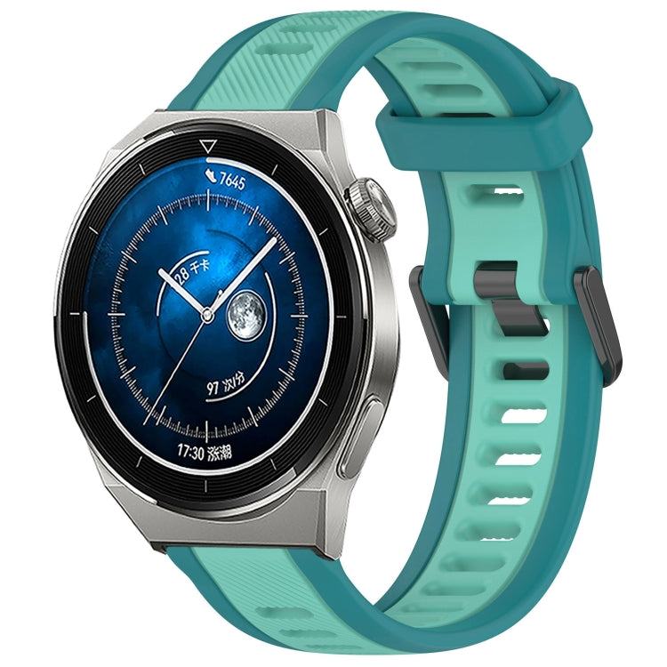 For Huawei Watch GT3 Pro 46mm 22mm Two Color Textured Silicone Watch Band(Teal) - Watch Bands by PMC TechLife | Online Shopping South Africa | PMC TechLife