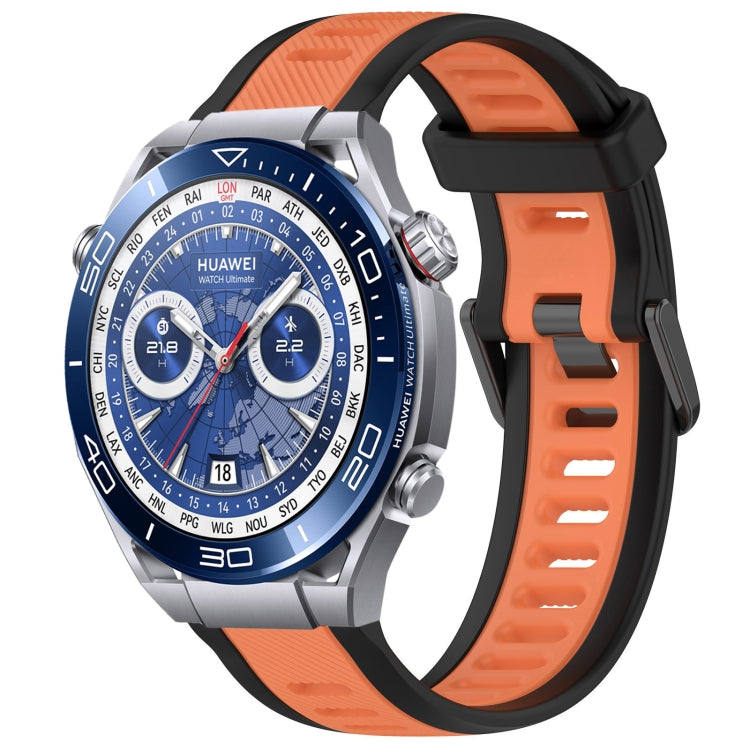 For Huawei Watch Ultimate 22mm Two Color Textured Silicone Watch Band(Orange+Black) - free shipping - PMC TechLife - Order now!