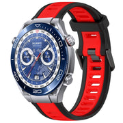 For Huawei Watch Ultimate 22mm Two Color Textured Silicone Watch Band(Red+Black)