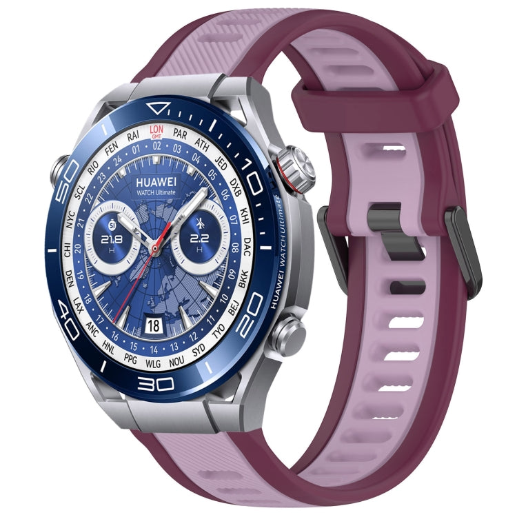 For Huawei Watch Ultimate 22mm Two Color Textured Silicone Watch Band(Purple) - Watch Bands by PMC TechLife | Online Shopping South Africa | PMC TechLife
