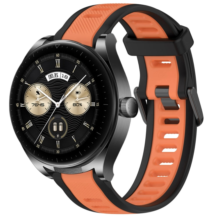 For Huawei Watch Buds 22mm Two Color Textured Silicone Watch Band(Orange+Black) - Watch Bands by PMC TechLife | Online Shopping South Africa | PMC TechLife