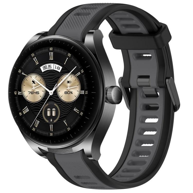 For Huawei Watch Buds 22mm Two Color Textured Silicone Watch Band(Grey+Black) - Watch Bands by PMC TechLife | Online Shopping South Africa | PMC TechLife