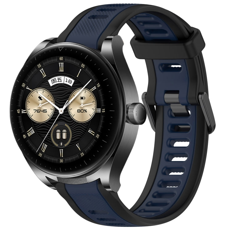 For Huawei Watch Buds 22mm Two Color Textured Silicone Watch Band(Midnight Blue+Black) - Watch Bands by PMC TechLife | Online Shopping South Africa | PMC TechLife