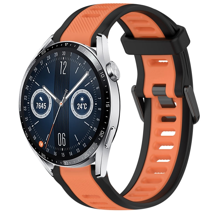 For Huawei Watch GT3 46mm 22mm Two Color Textured Silicone Watch Band(Orange+Black) - Watch Bands by PMC TechLife | Online Shopping South Africa | PMC TechLife