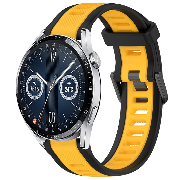 For Huawei Watch GT3 46mm 22mm Two Color Textured Silicone Watch Band(Yellow+Black) - free shipping - PMC TechLife - Order now!