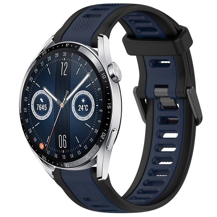 For Huawei Watch GT3 46mm 22mm Two Color Textured Silicone Watch Band(Midnight Blue+Black) - free shipping - PMC TechLife - Order now!