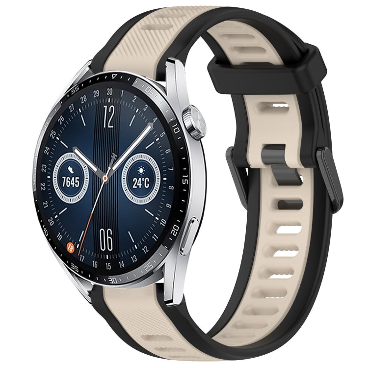 For Huawei Watch GT3 46mm 22mm Two Color Textured Silicone Watch Band(Starlight + Black) - Watch Bands by PMC TechLife | Online Shopping South Africa | PMC TechLife