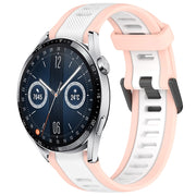 For Huawei Watch GT3 46mm 22mm Two Color Textured Silicone Watch Band(White+Pink)