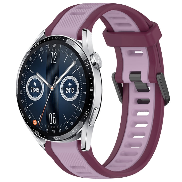For Huawei Watch GT3 46mm 22mm Two Color Textured Silicone Watch Band(Purple) - Watch Bands by PMC TechLife | Online Shopping South Africa | PMC TechLife