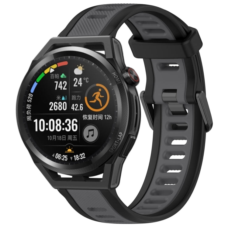 For Huawei Watch GT Runner 22mm Two Color Textured Silicone Watch Band(Grey+Black) - Watch Bands by PMC TechLife | Online Shopping South Africa | PMC TechLife