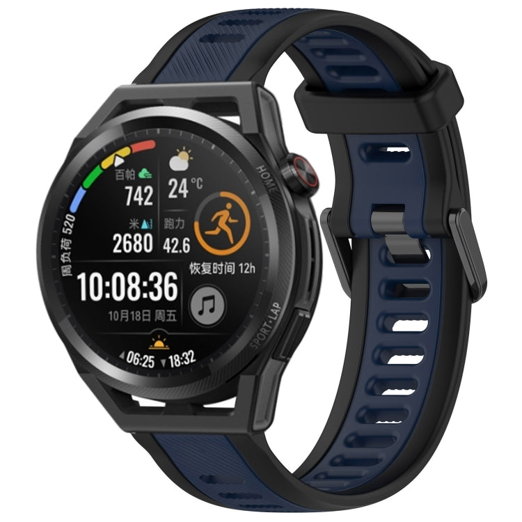 For Huawei Watch GT Runner 22mm Two Color Textured Silicone Watch Band(Midnight Blue+Black) - Watch Bands by PMC TechLife | Online Shopping South Africa | PMC TechLife