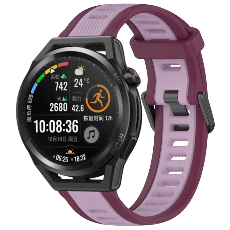 For Huawei Watch GT Runner 22mm Two Color Textured Silicone Watch Band(Purple) - Watch Bands by PMC TechLife | Online Shopping South Africa | PMC TechLife