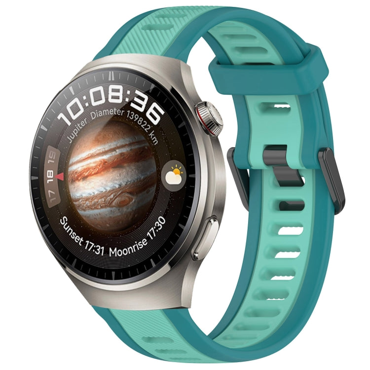 For Huawei Watch 4 22mm Two Color Textured Silicone Watch Band(Teal) - Watch Bands by PMC TechLife | Online Shopping South Africa | PMC TechLife