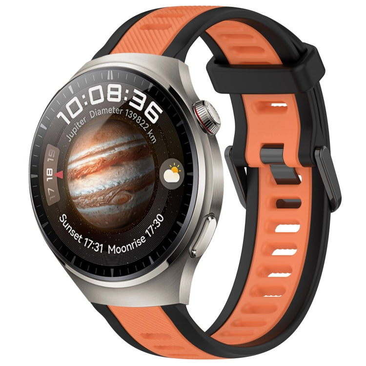 For Huawei Watch 4 Pro 22mm Two Color Textured Silicone Watch Band(Orange+Black) - Watch Bands by PMC TechLife | Online Shopping South Africa | PMC TechLife