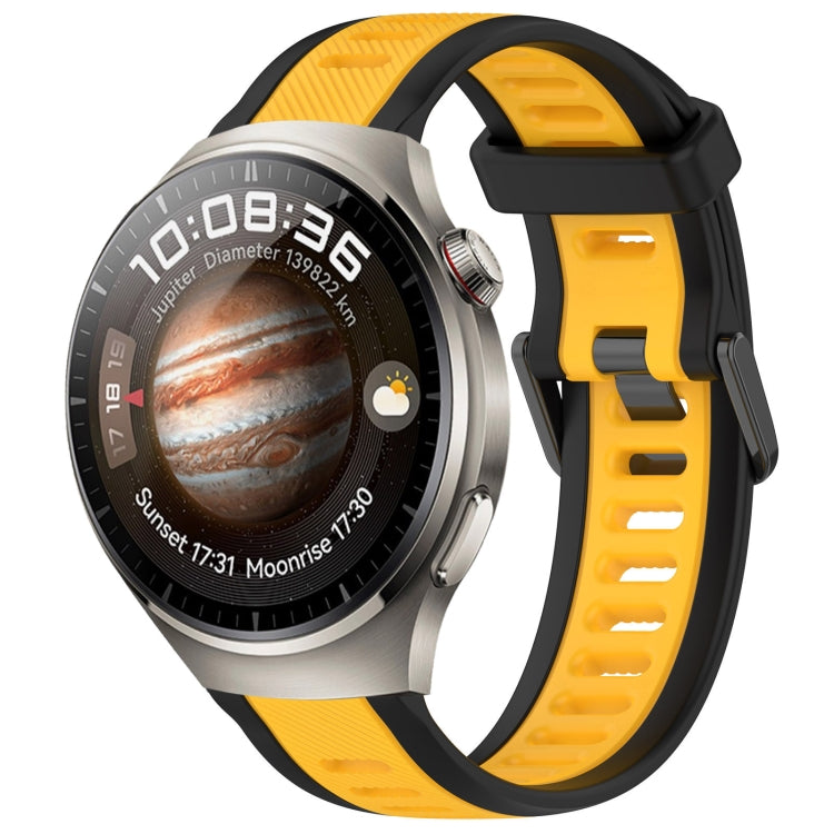 For Huawei Watch 4 Pro 22mm Two Color Textured Silicone Watch Band(Yellow+Black) - Watch Bands by PMC TechLife | Online Shopping South Africa | PMC TechLife
