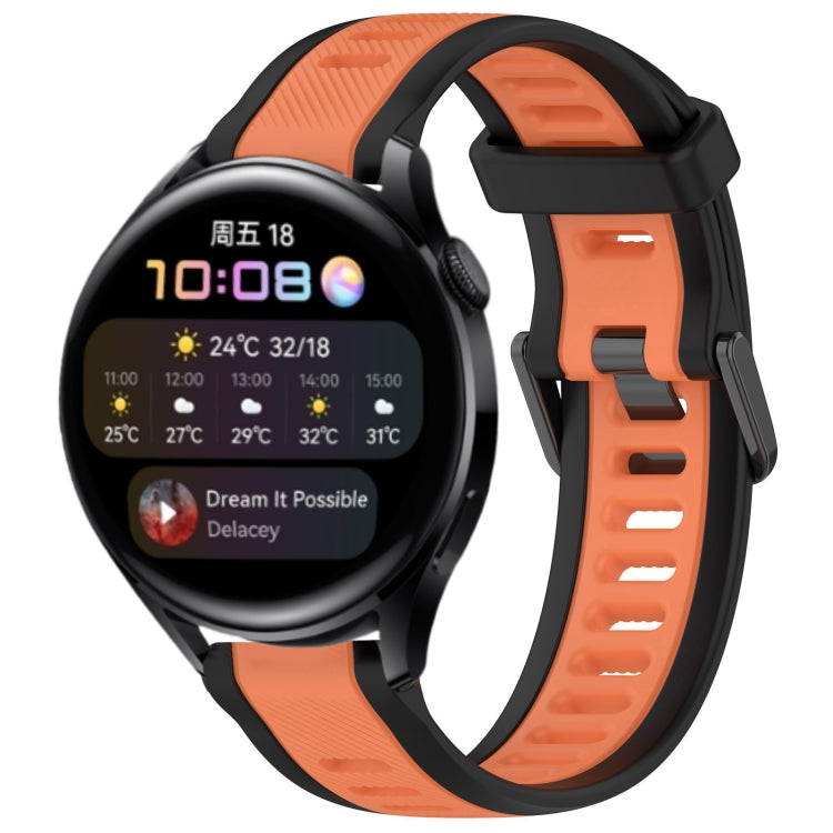 For Huawei Watch 3 22mm Two Color Textured Silicone Watch Band(Orange+Black) - Watch Bands by PMC TechLife | Online Shopping South Africa | PMC TechLife