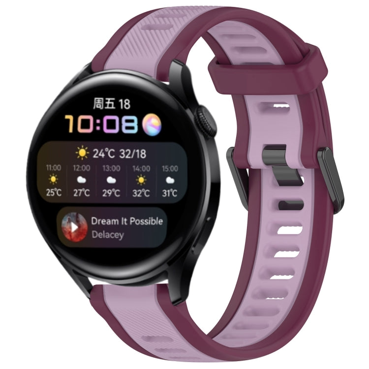 For Huawei Watch 3 22mm Two Color Textured Silicone Watch Band(Purple) - Watch Bands by PMC TechLife | Online Shopping South Africa | PMC TechLife
