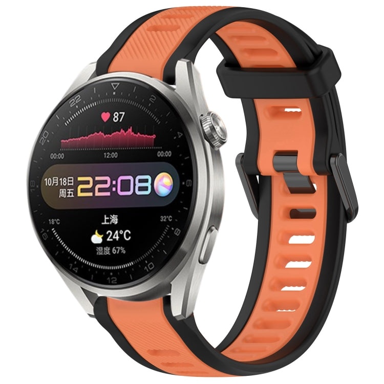 For Huawei Watch 3 Pro 22mm Two Color Textured Silicone Watch Band(Orange+Black) - Watch Bands by PMC TechLife | Online Shopping South Africa | PMC TechLife