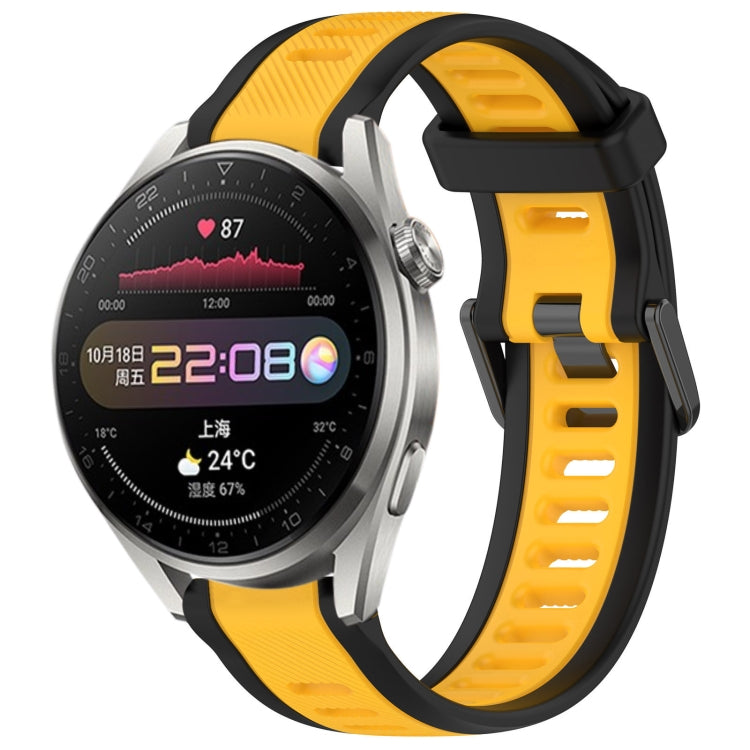 For Huawei Watch 3 Pro 22mm Two Color Textured Silicone Watch Band(Yellow+Black) - free shipping - PMC TechLife - Order now!
