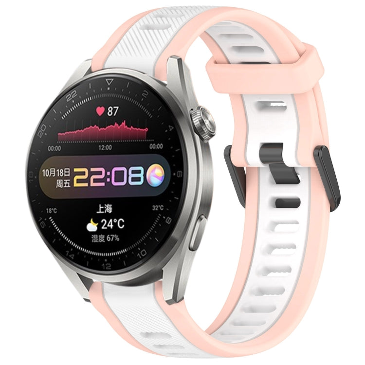 For Huawei Watch 3 Pro 22mm Two Color Textured Silicone Watch Band(White+Pink) - Watch Bands by PMC TechLife | Online Shopping South Africa | PMC TechLife
