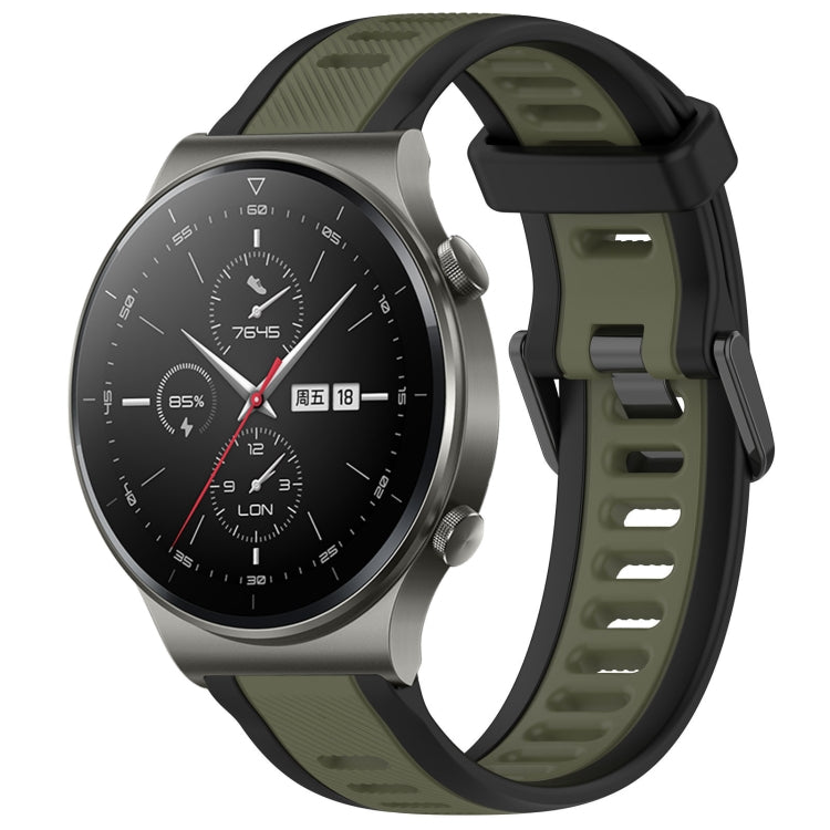 For Huawei GT2 Pro 22mm Two Color Textured Silicone Watch Band(Green+Black) - Watch Bands by PMC TechLife | Online Shopping South Africa | PMC TechLife