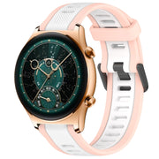 For Honor Watch  GS 4 22mm Two Color Textured Silicone Watch Band(White+Pink)