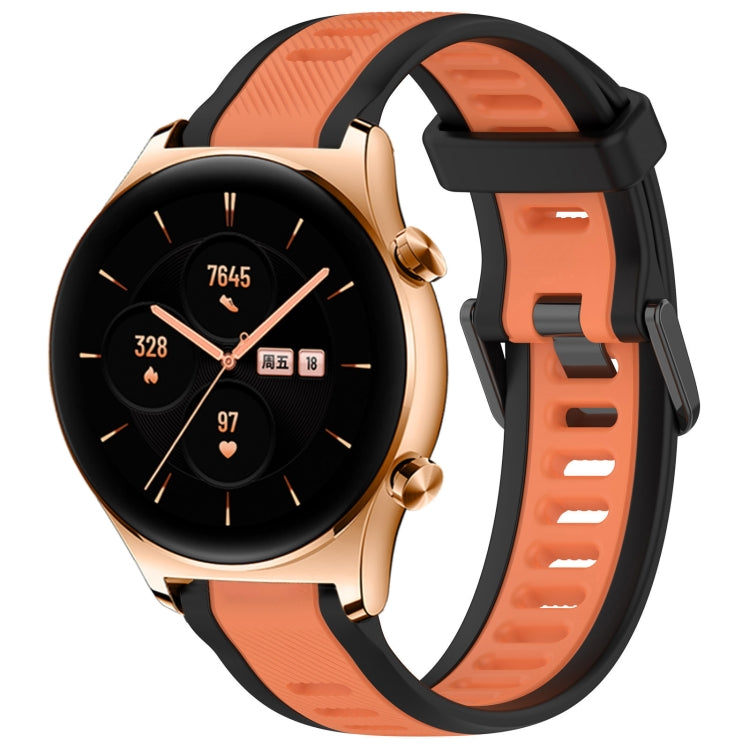 For Honor Watch GS 3 22mm Two Color Textured Silicone Watch Band(Orange+Black) - Watch Bands by PMC TechLife | Online Shopping South Africa | PMC TechLife