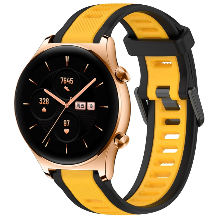 For Honor Watch GS 3 22mm Two Color Textured Silicone Watch Band(Yellow+Black) - free shipping - PMC TechLife - Order now!