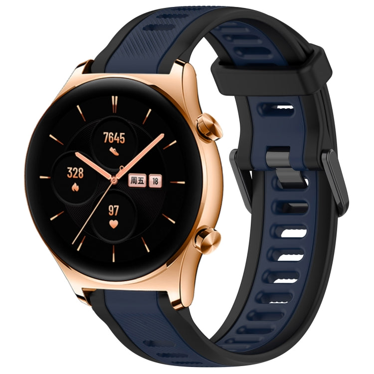 For Honor Watch GS 3 22mm Two Color Textured Silicone Watch Band(Midnight Blue+Black) - Watch Bands by PMC TechLife | Online Shopping South Africa | PMC TechLife