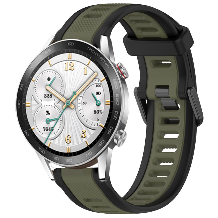 For Honor Watch GS 3i 22mm Two Color Textured Silicone Watch Band(Green+Black) - Watch Bands by PMC TechLife | Online Shopping South Africa | PMC TechLife