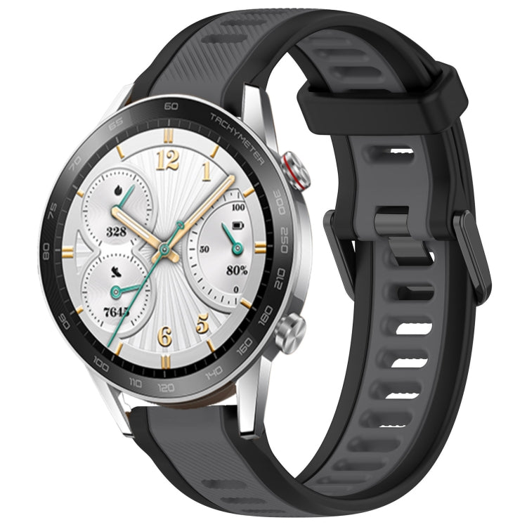 For Honor Watch GS 3i 22mm Two Color Textured Silicone Watch Band(Grey+Black) - Watch Bands by PMC TechLife | Online Shopping South Africa | PMC TechLife