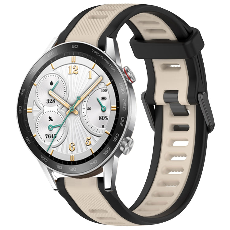 For Honor Watch GS 3i 22mm Two Color Textured Silicone Watch Band(Starlight + Black) - Watch Bands by PMC TechLife | Online Shopping South Africa | PMC TechLife