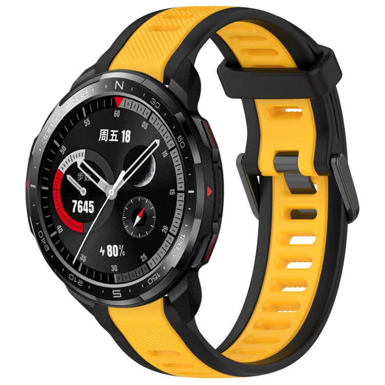 For Honor Watch GS Pro 22mm Two Color Textured Silicone Watch Band(Yellow+Black) - free shipping - PMC TechLife - Order now!