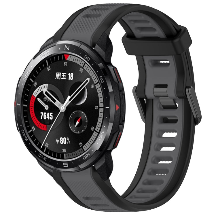 For Honor Watch GS Pro 22mm Two Color Textured Silicone Watch Band(Grey+Black) - Watch Bands by PMC TechLife | Online Shopping South Africa | PMC TechLife