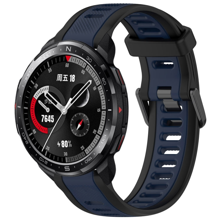 For Honor Watch GS Pro 22mm Two Color Textured Silicone Watch Band(Midnight Blue+Black) - Watch Bands by PMC TechLife | Online Shopping South Africa | PMC TechLife
